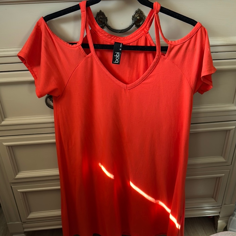 Bobi Women's Orange Cold Shoulder Dress